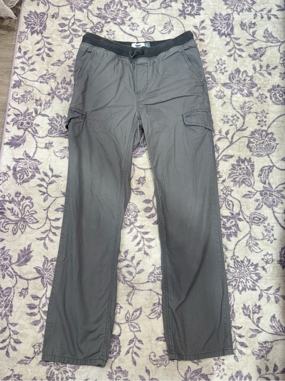 Old Navy Men's Charcoal Cargo Pants with Drawstring Waist